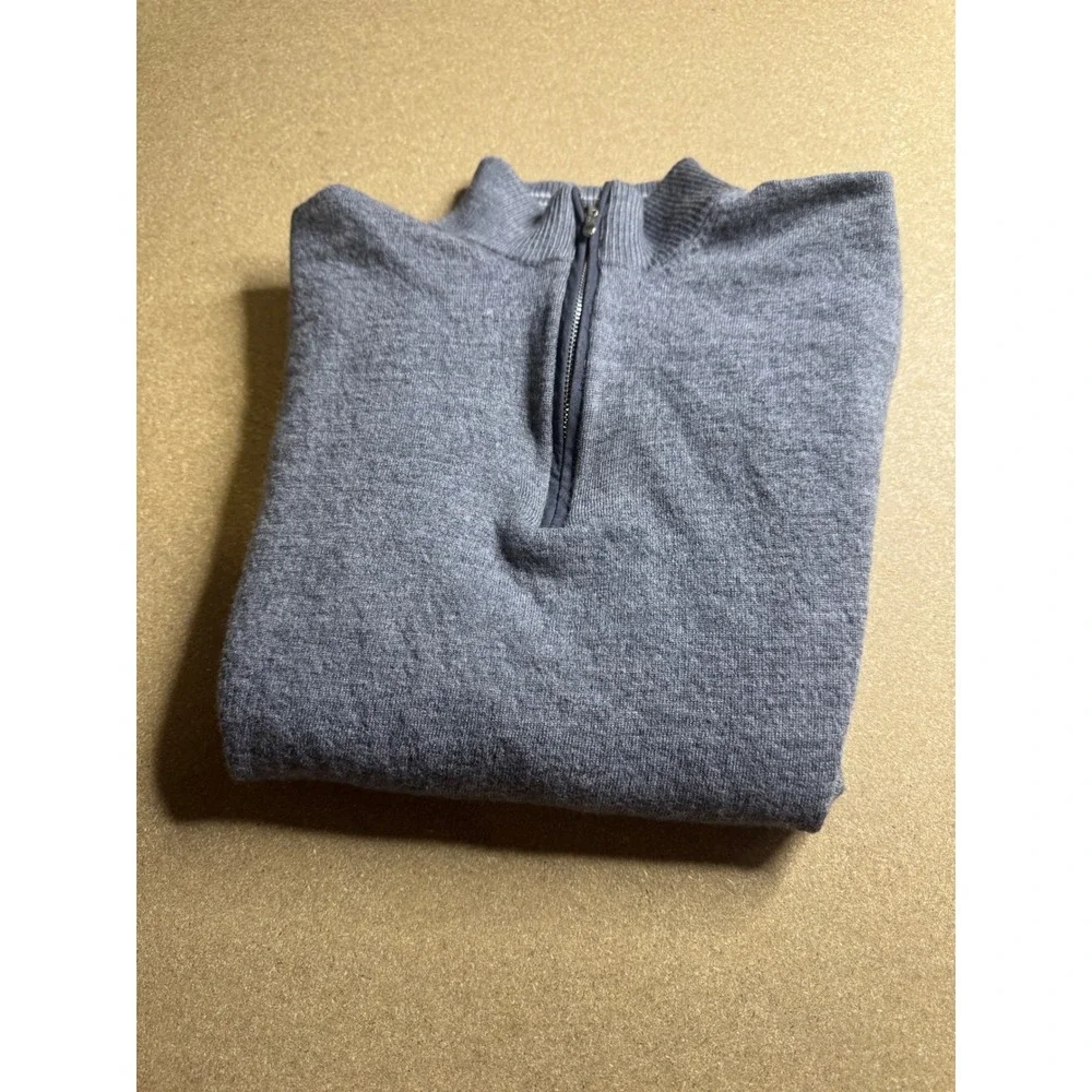 Johnnie-O Mens M Grey 100% Merino Wool Quarter Zip Pullover Sweater Heathered